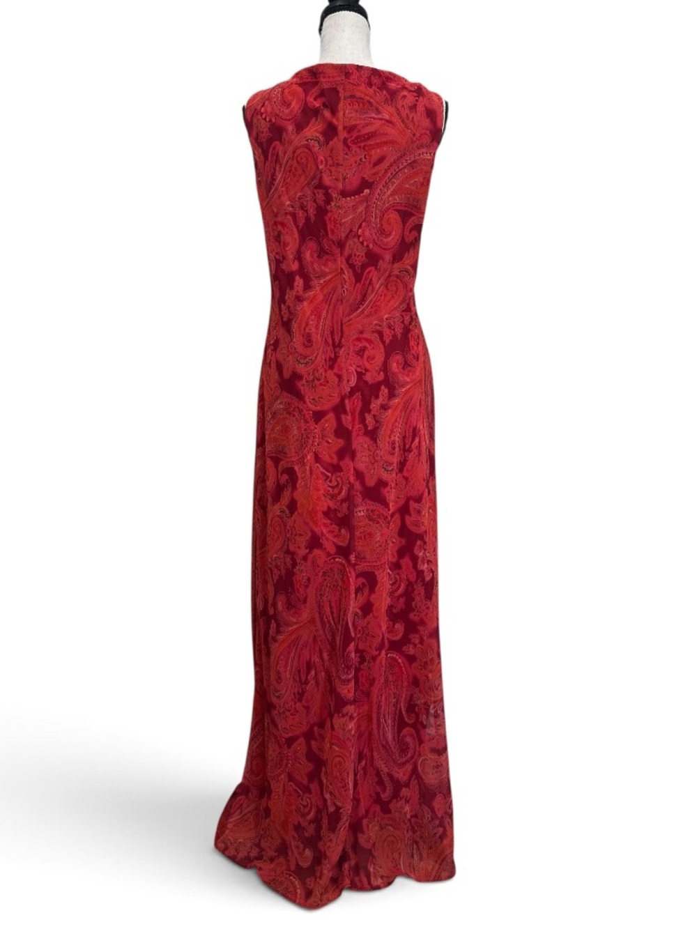 Vintage Patra Red Paisley Maxi Dress Sleeveless Formal Evening Sz 16 Y2K - Picture 7 of 8